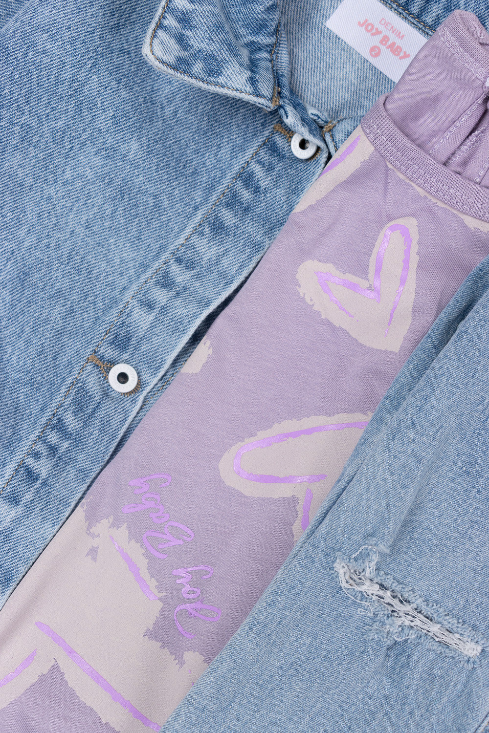 CONJUNTO 3 PRENDAS NIÑA HEART LILA