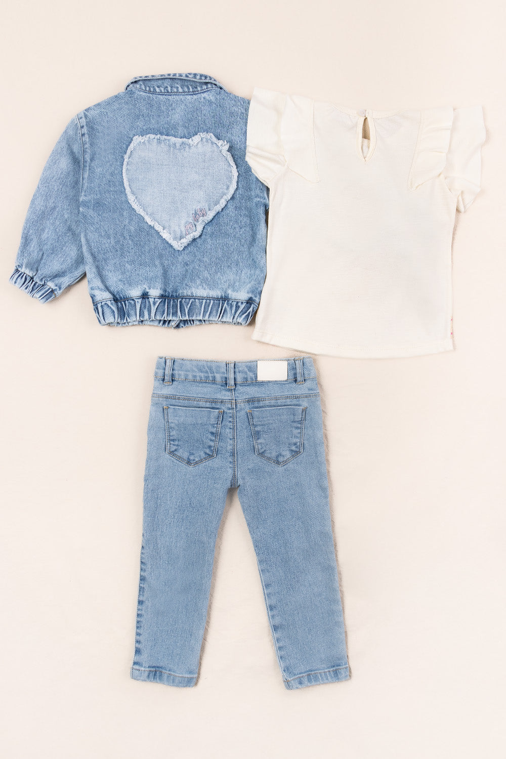 CONJUNTO 3 PRENDAS NIÑA HEART BLANCO