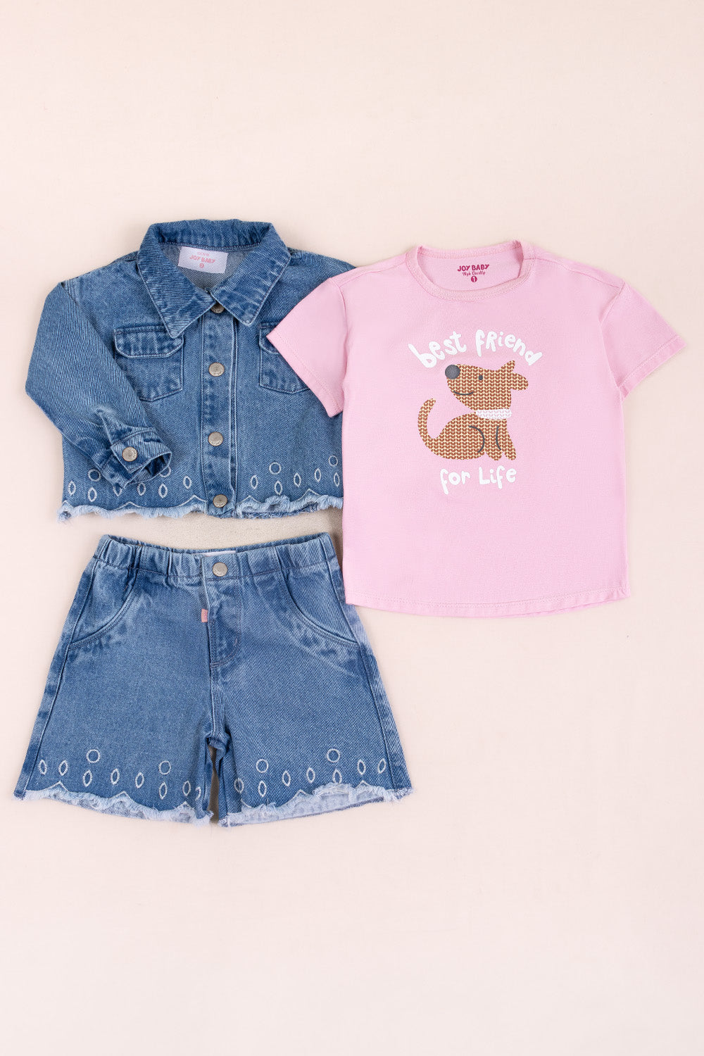 CONJUNTO 3 PRENDAS NIÑA PET ROSADO