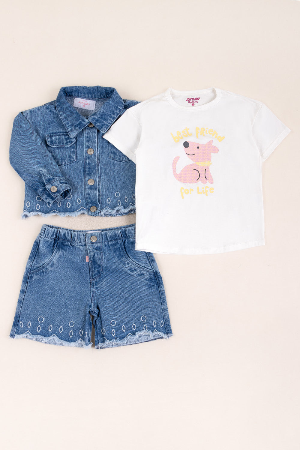 CONJUNTO 3 PRENDAS NIÑA PET BLANCO