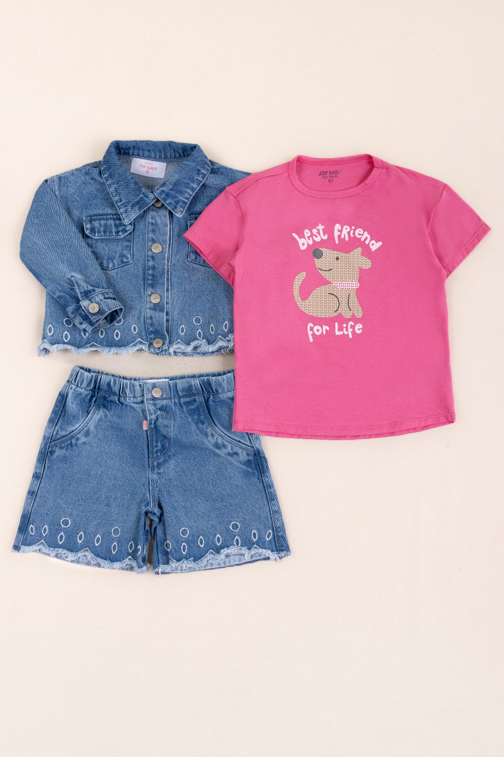 CONJUNTO 3 PRENDAS NIÑA PET FUCSIA