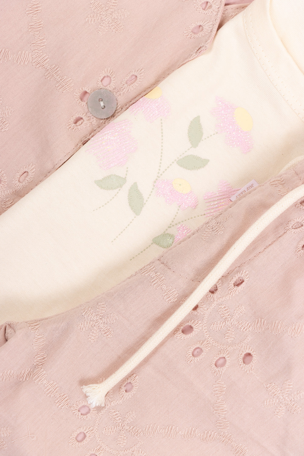 CONJUNTO 3 PRENDAS NIÑA FLOWER PALO ROSA