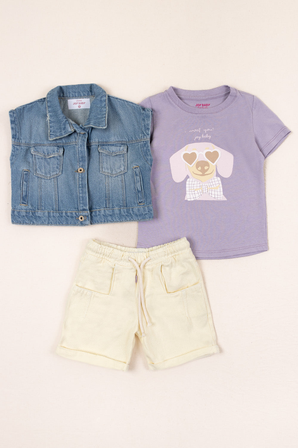 CONJUNTO 3 PRENDAS NIÑA WOOF LILA