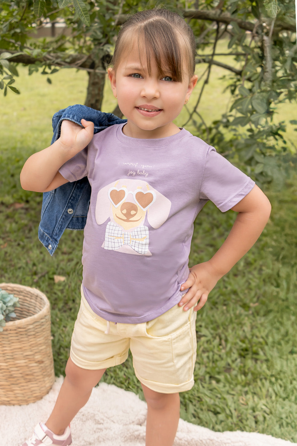CONJUNTO 3 PRENDAS NIÑA WOOF LILA