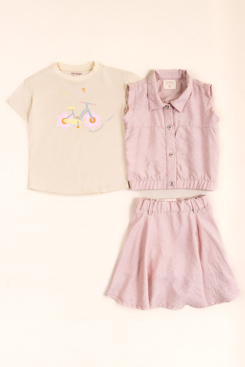 CONJUNTO 3 PRENDAS NIÑA BIKE ROSADO