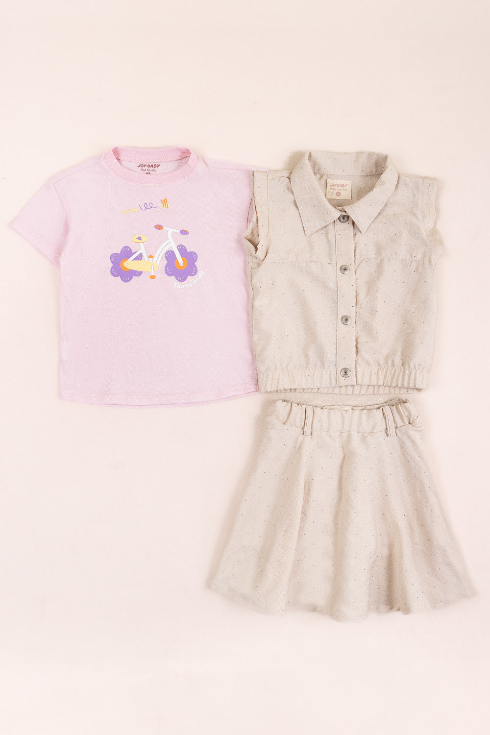 CONJUNTO 3 PRENDAS NIÑA BIKE BEIGE