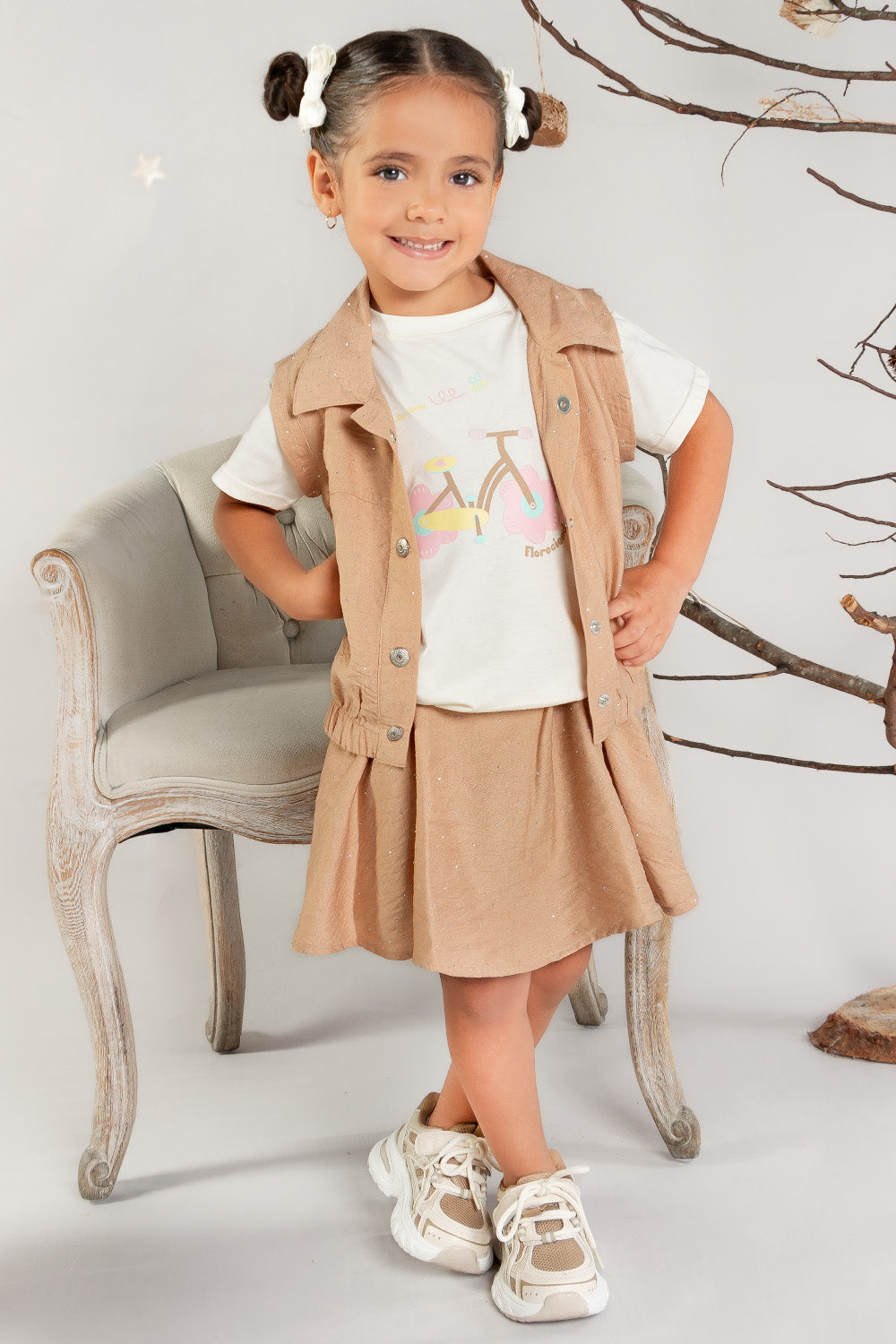 CONJUNTO 3 PRENDAS NIÑA BIKE CAFÉ