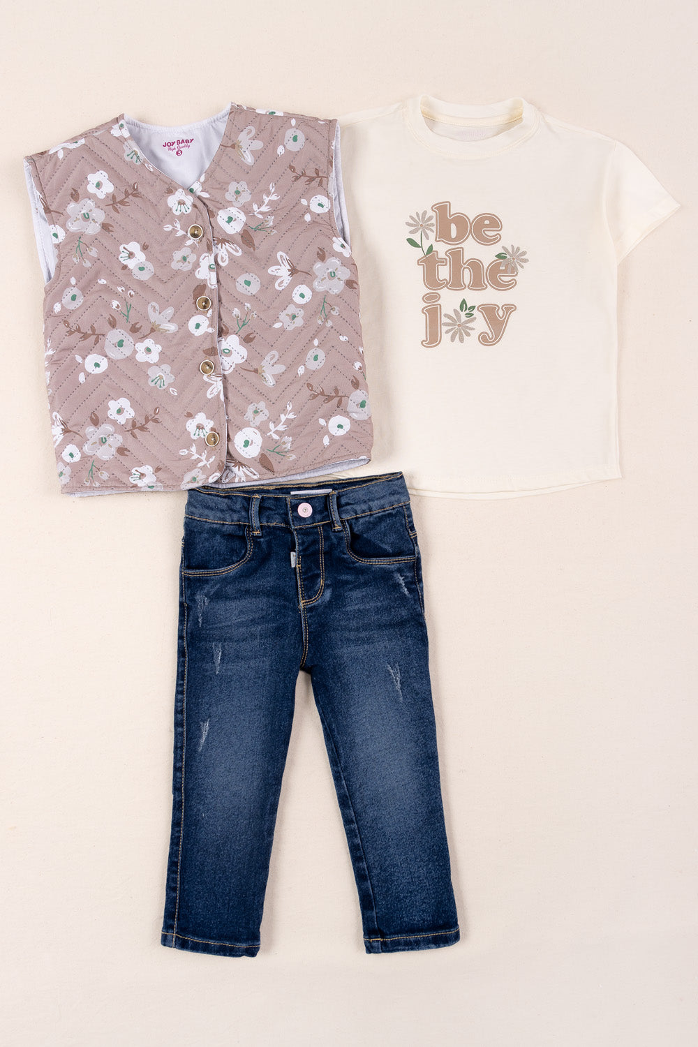 CONJUNTO 3 PRENDAS NIÑA BE CAFÉ