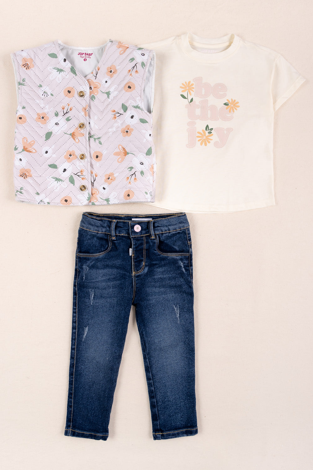 CONJUNTO 3 PRENDAS NIÑA BE BEIGE