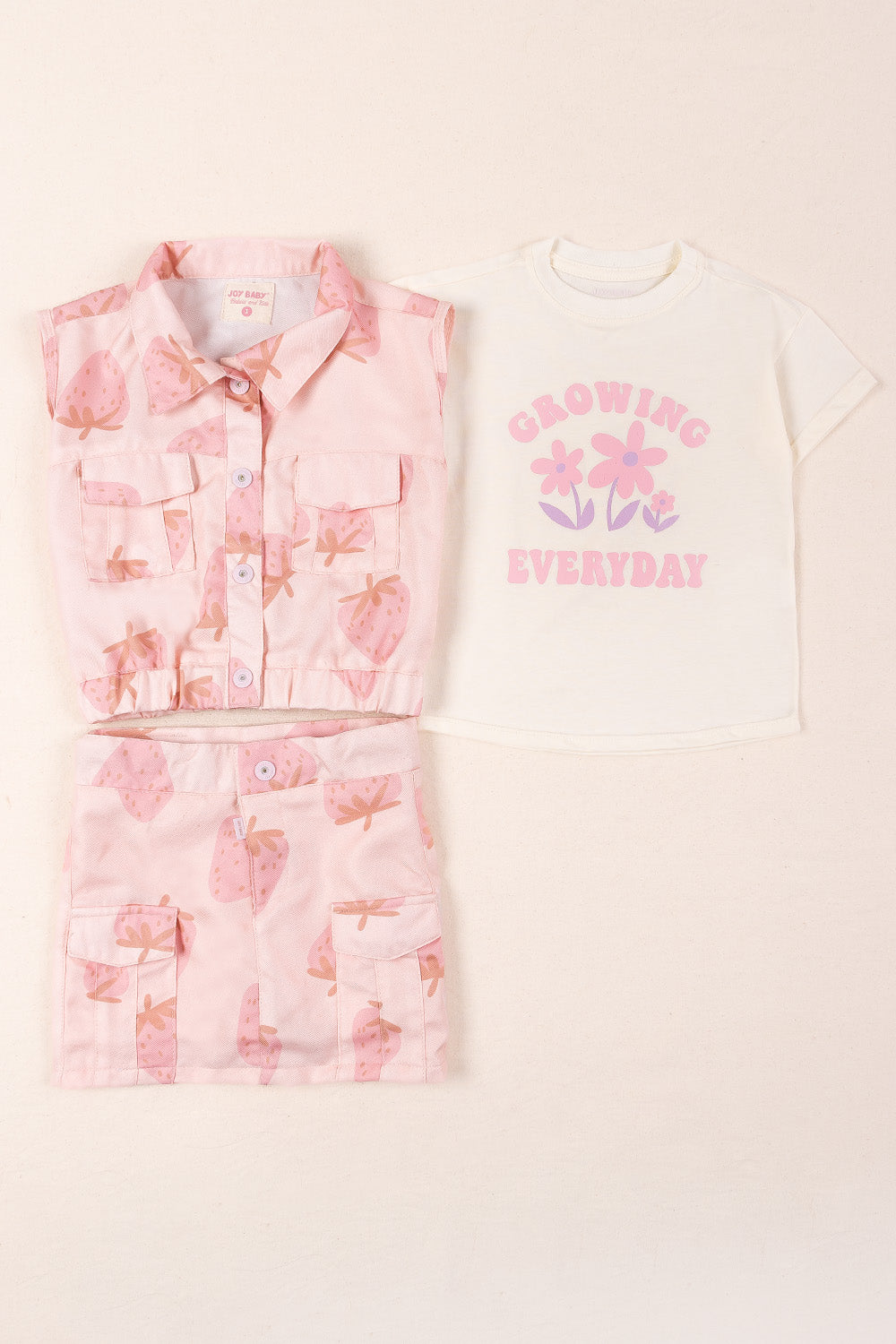 CONJUNTO 3 PRENDAS NIÑA GROWING ROSADO