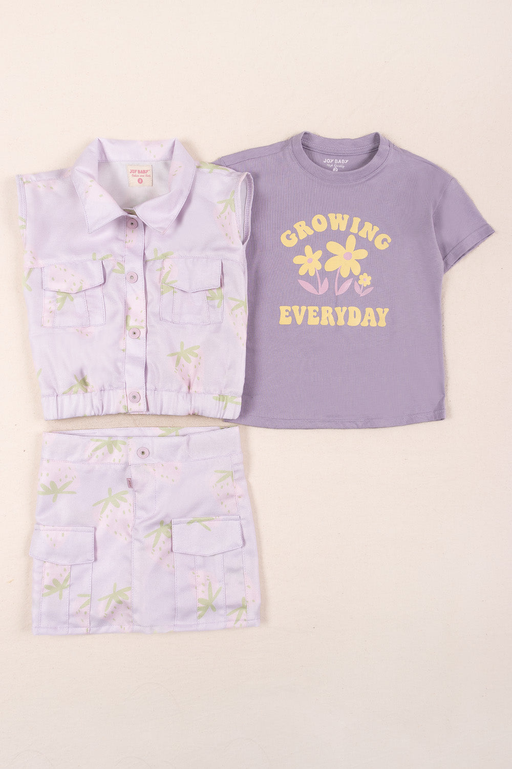 CONJUNTO 3 PRENDAS NIÑA GROWING LILA
