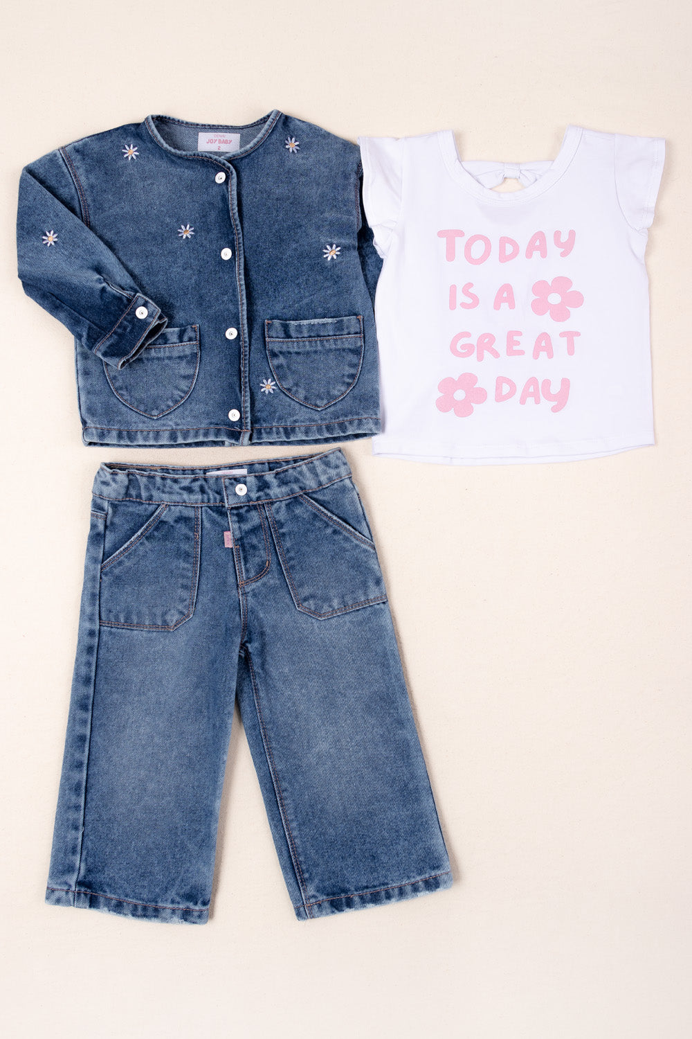 CONJUNTO 3 PRENDAS NIÑA GREAT BLANCO