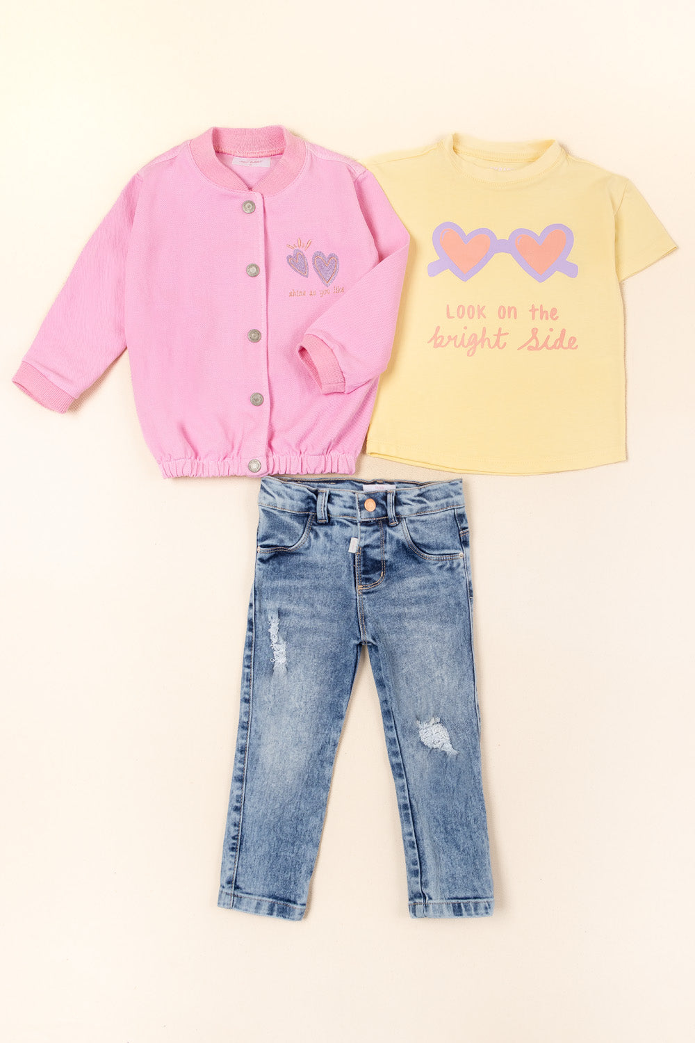 CONJUNTO 3 PRENDAS NIÑA SHINE FUCSIA