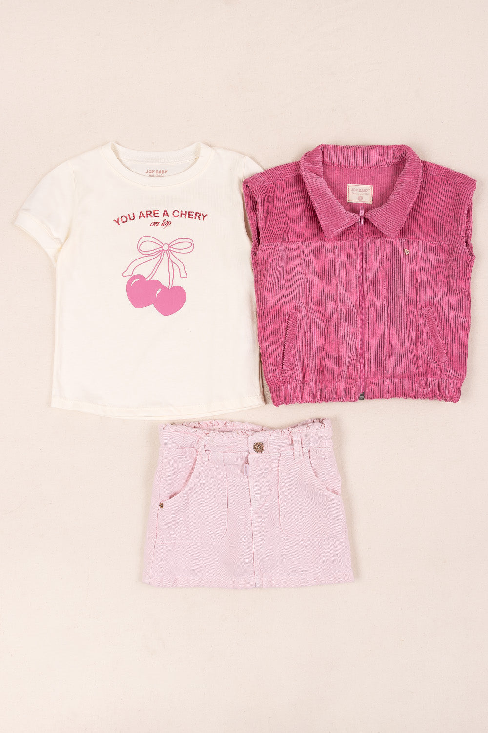 CONJUNTO 3 PRENDAS NIÑA CHERY ROSADO
