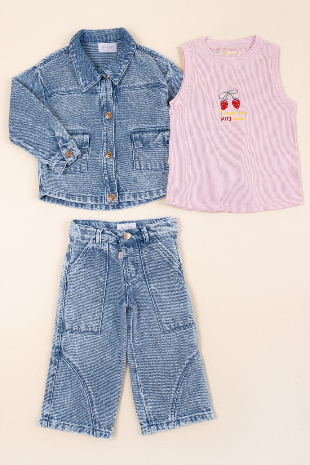 CONJUNTO 3 PRENDAS NIÑA BERRY ROSADO