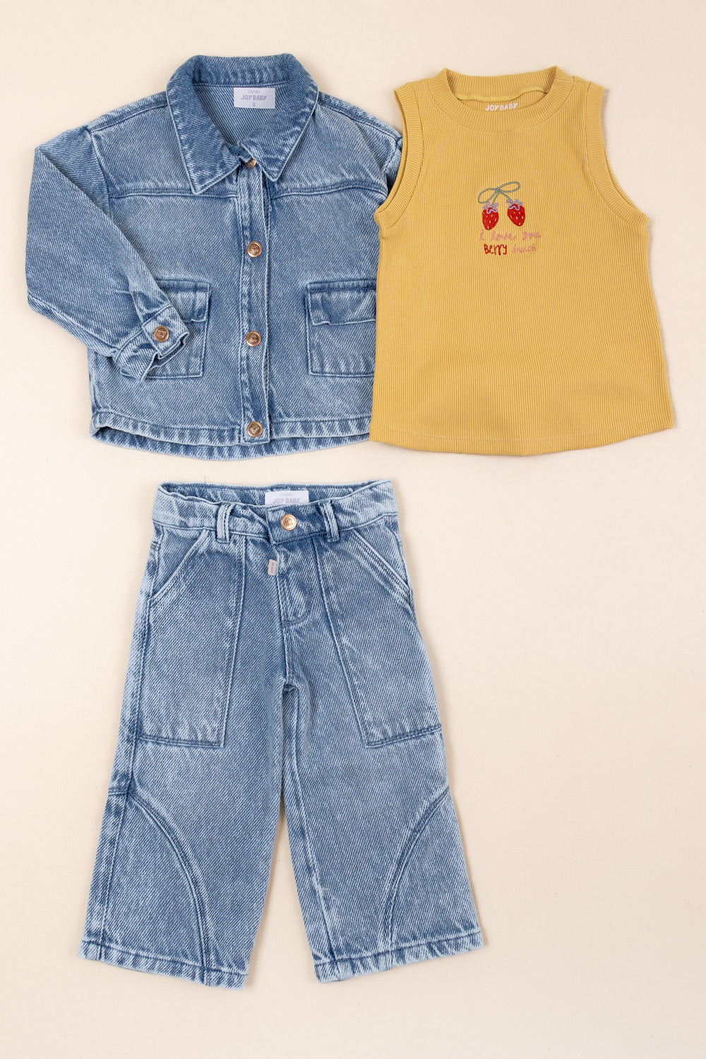 CONJUNTO 3 PRENDAS NIÑA BERRY AMARILLO