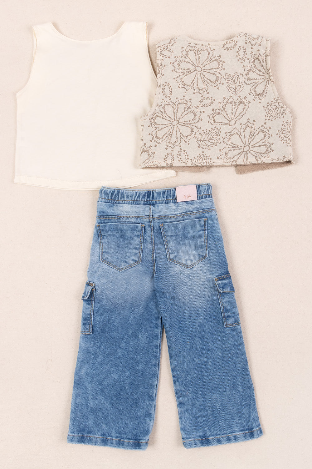 CONJUNTO 3 PRENDAS NIÑA AMOR BEIGE