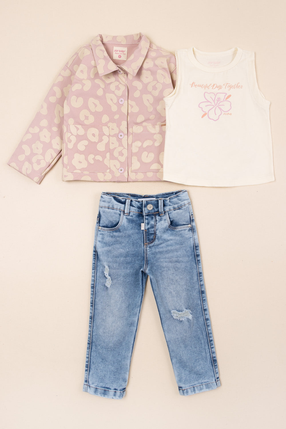 CONJUNTO 3 PRENDAS NIÑA TOGETHER ROSADO