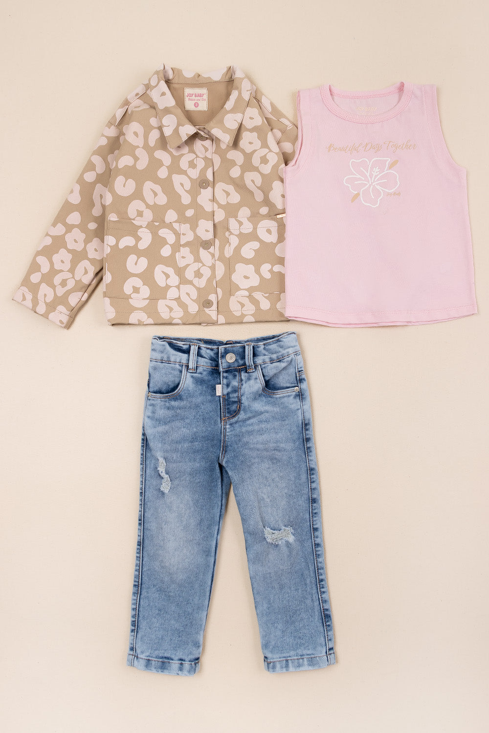 CONJUNTO 3 PRENDAS NIÑA TOGETHER CAFÉ