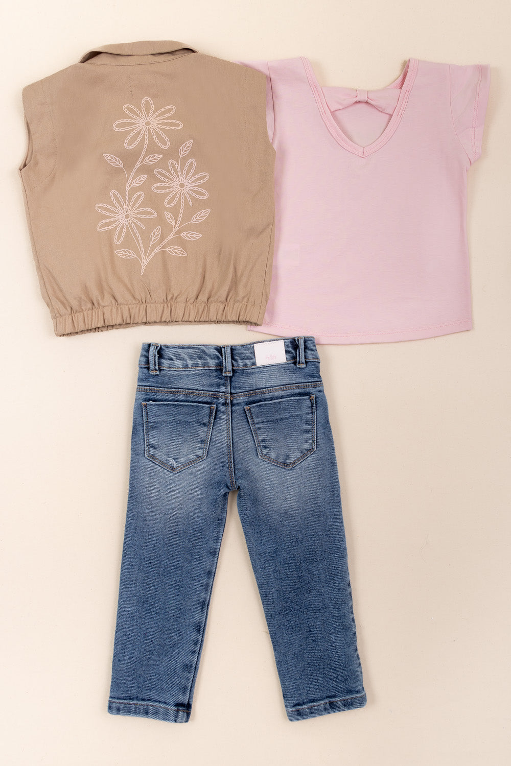 CONJUNTO 3 PRENDAS NIÑA LOVED CAFÉ