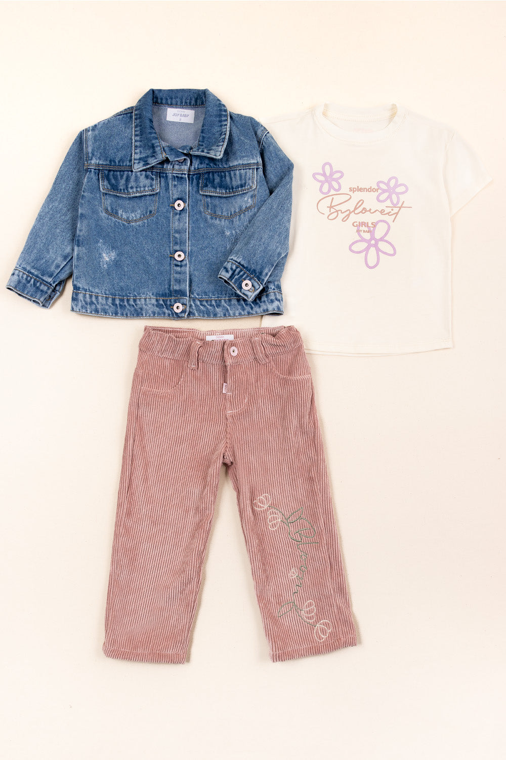 CONJUNTO 3 PRENDAS NIÑA SPLENDOR PALO ROSA