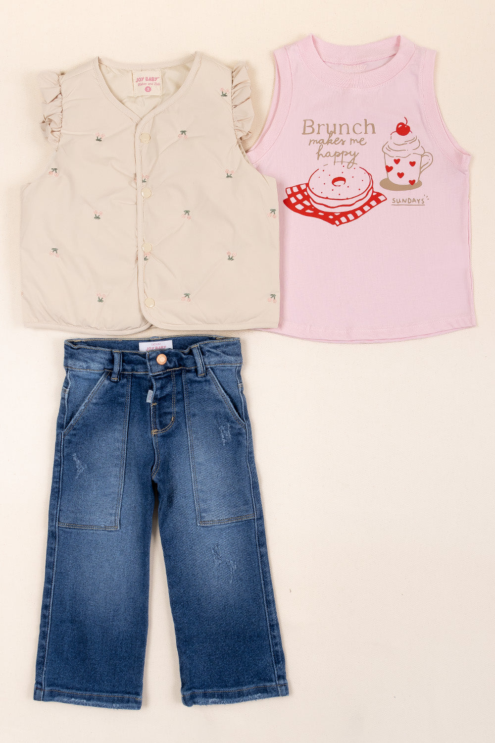 CONJUNTO 3 PRENDAS NIÑA BRUNCH BEIGE