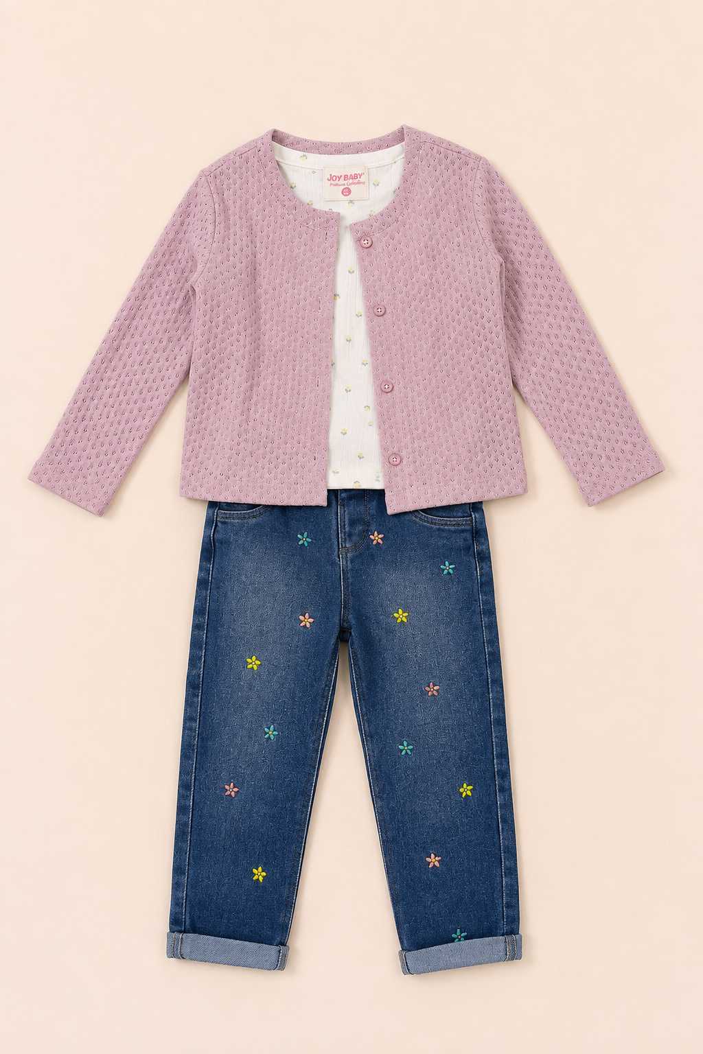 CONJUNTO 3 PRENDAS NIÑA SWEET ROSADO