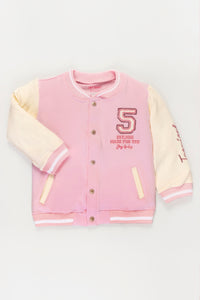 CHAQUETA NIÑA PREMIUM BASEBALL ROSADO