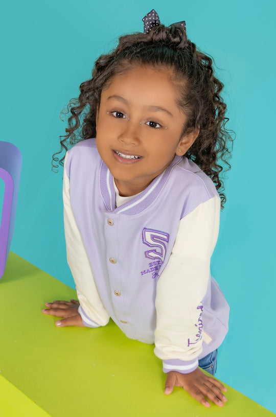 CHAQUETA NIÑA PREMIUM BASEBALL LILA