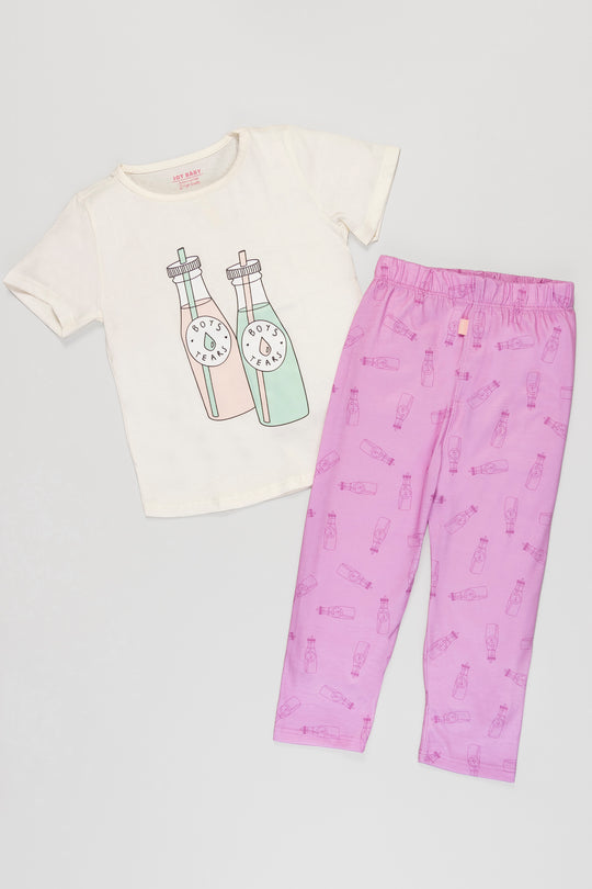 PIJAMA NIÑA BOTTLE MORADO