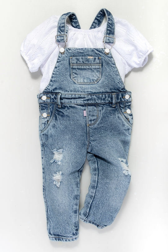 CONJUNTO OVEROL NIÑA BLANCO