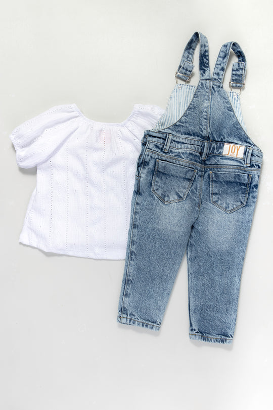 CONJUNTO OVEROL NIÑA BLANCO