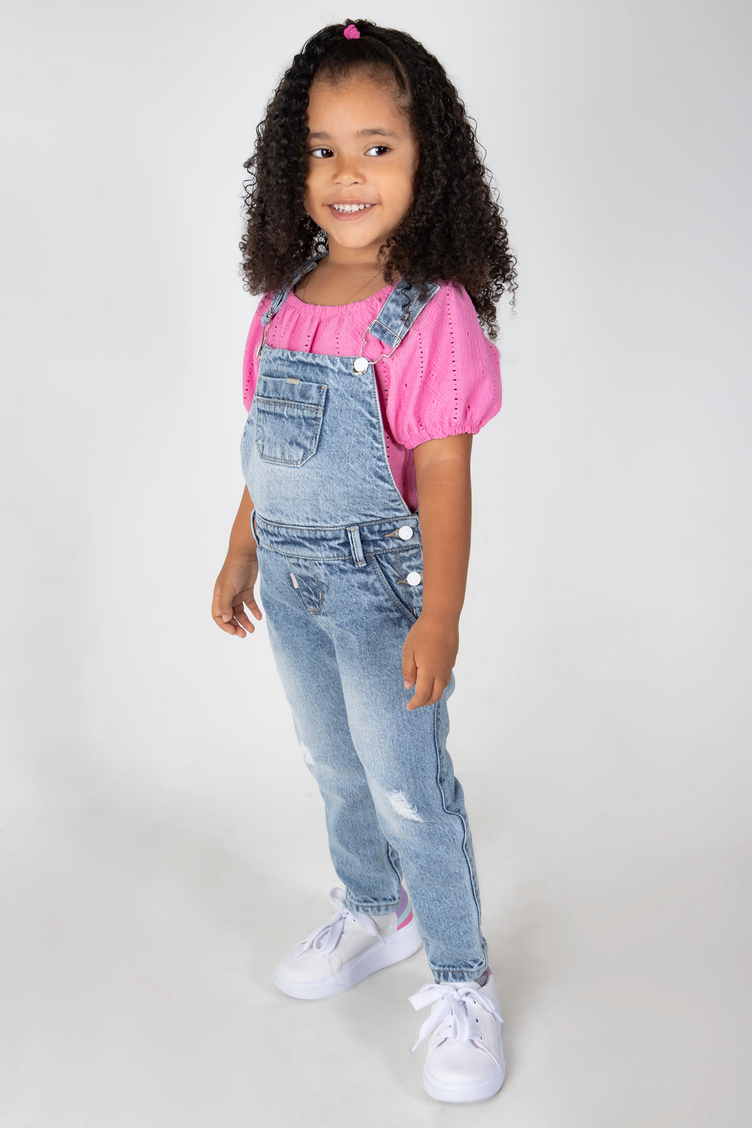 CONJUNTO OVEROL NIÑA FUCSIA