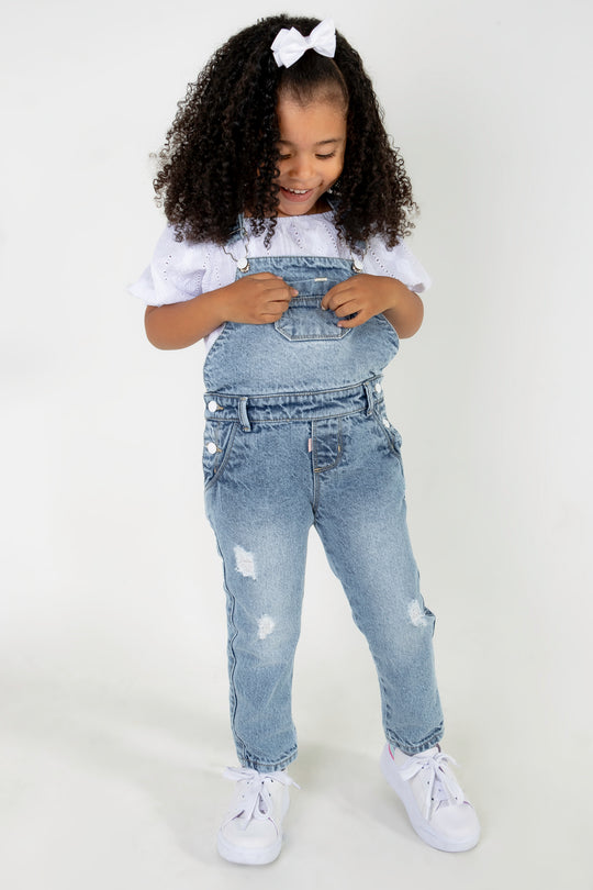 CONJUNTO OVEROL NIÑA BLANCO