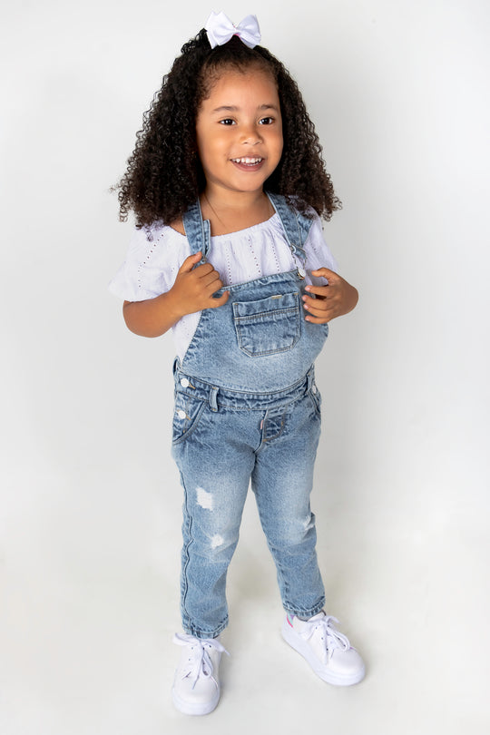 CONJUNTO OVEROL NIÑA BLANCO