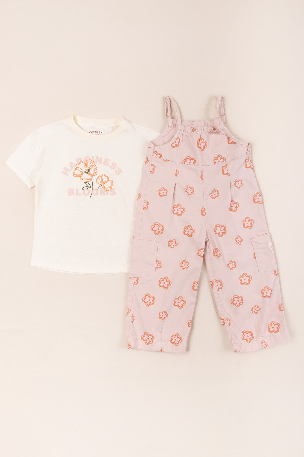 CONJUNTO OVEROL NIÑA FLORES ROSADO