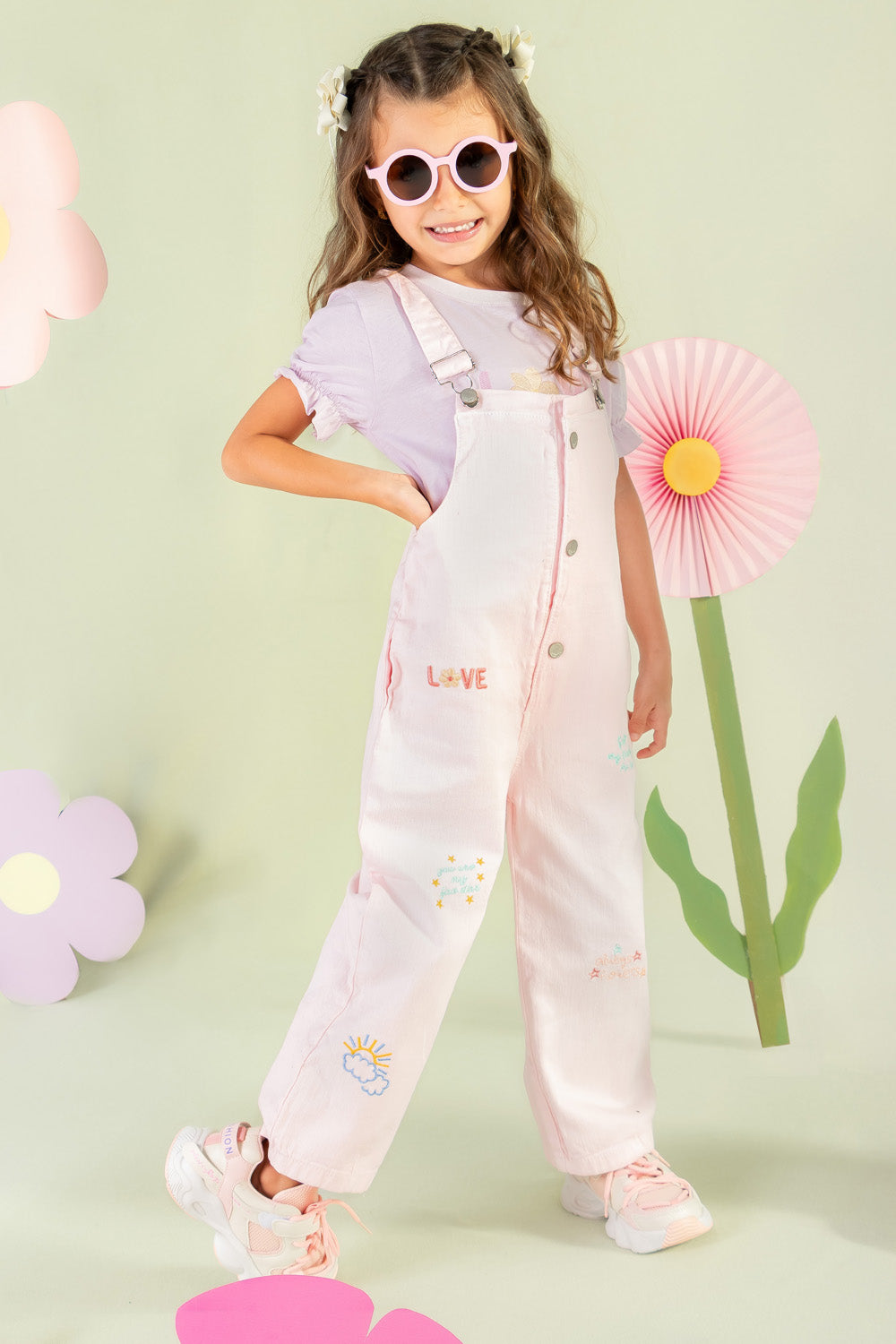 CONJUNTO OVEROL NIÑA SUN ROSADO