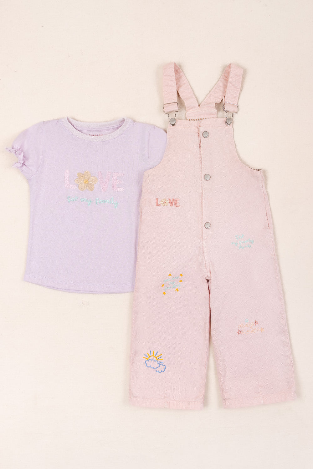 CONJUNTO OVEROL NIÑA SUN ROSADO