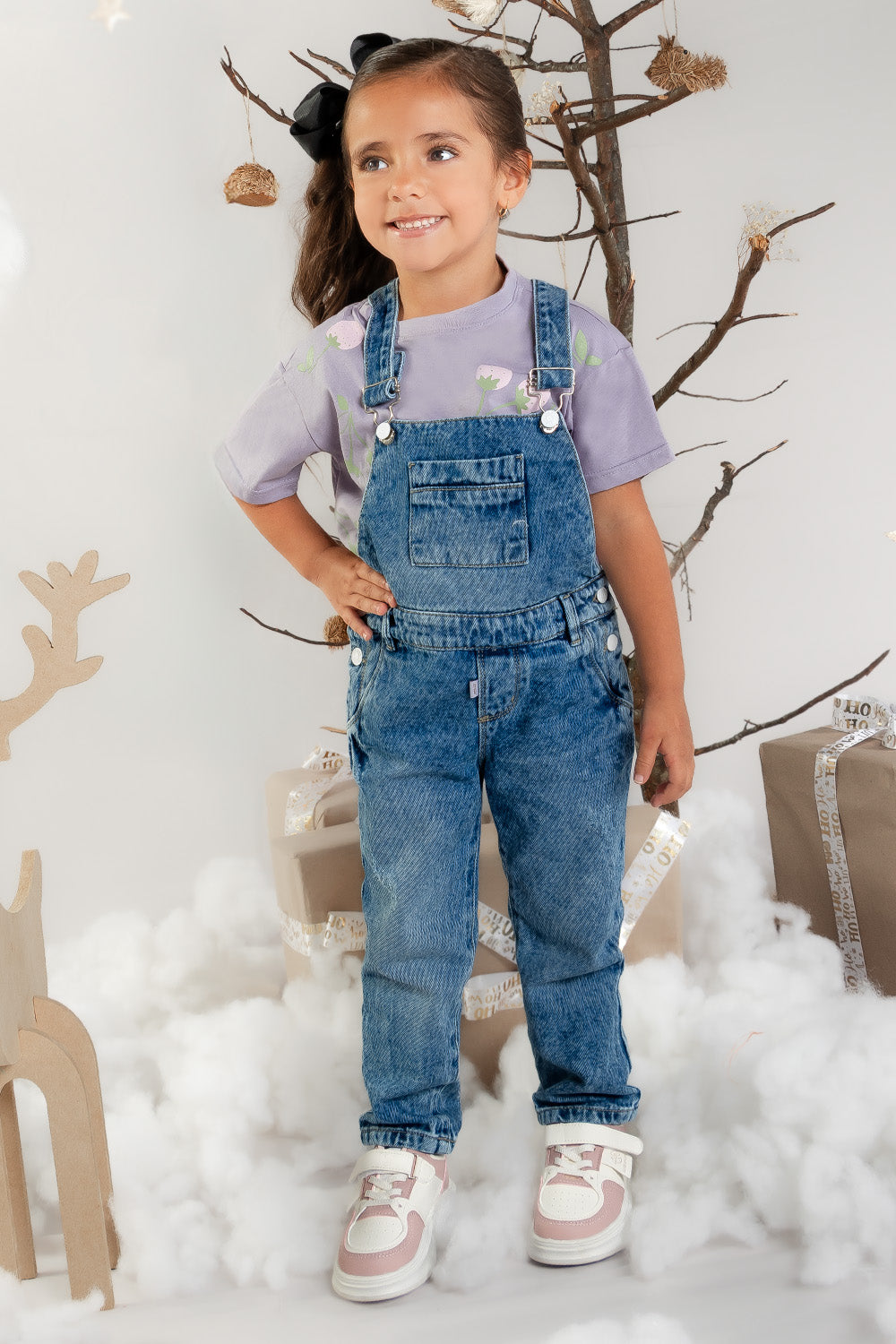 CONJUNTO OVEROL NIÑA CHERRIES LILA