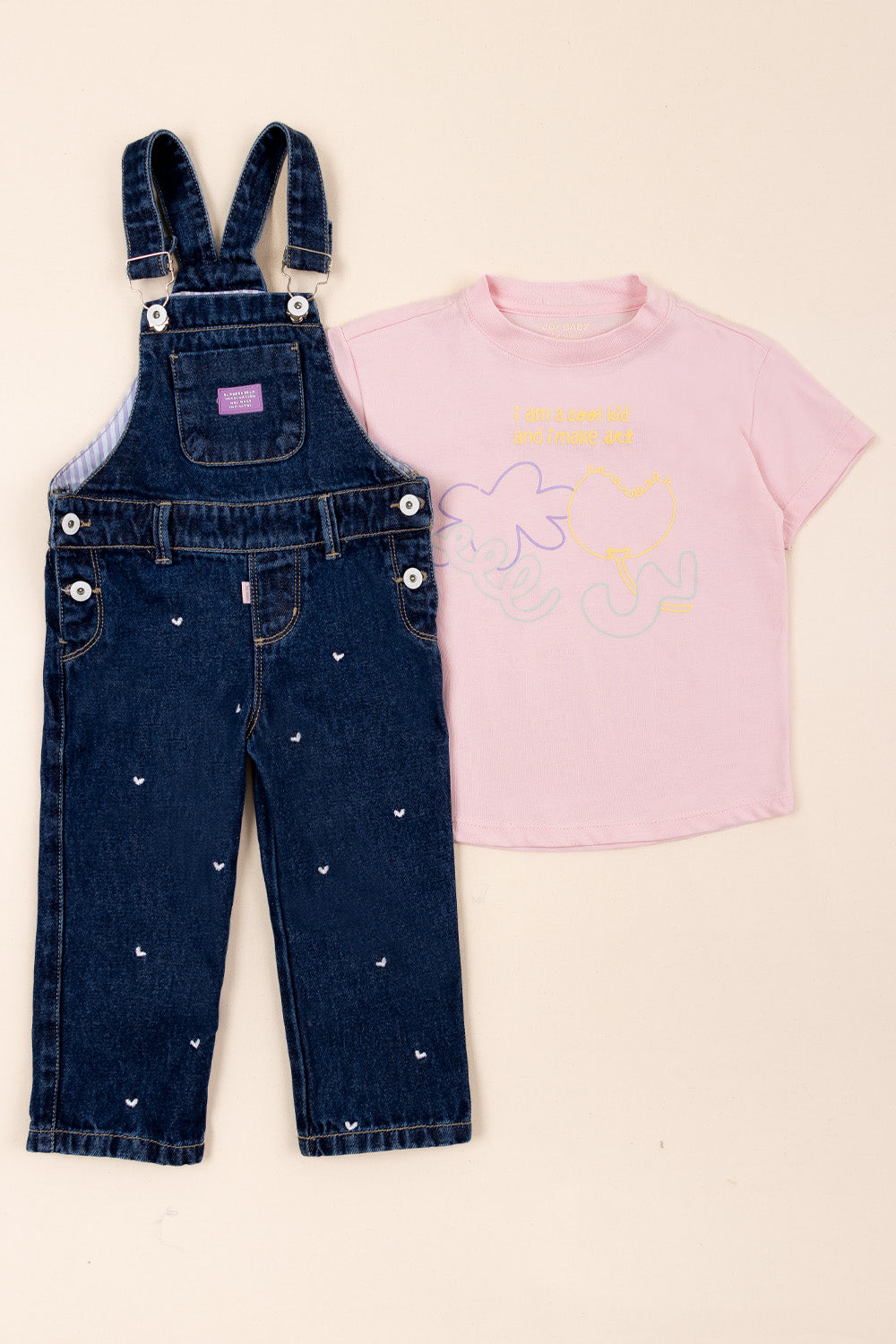 CONJUNTO OVEROL NIÑA COOL KIT ROSADO