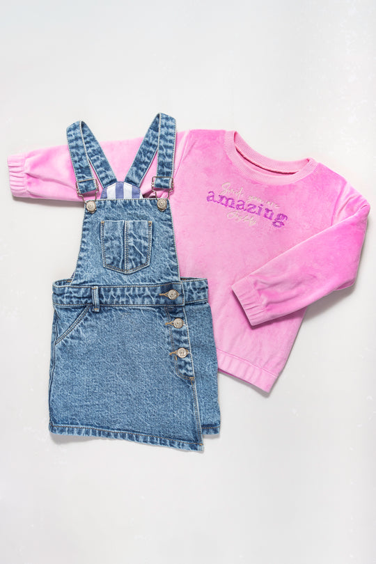 CONJUNTO OVEROL NIÑA AMAZING ROSA