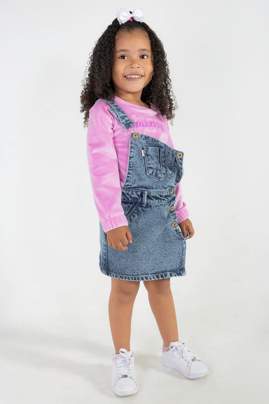 CONJUNTO OVEROL NIÑA AMAZING ROSA