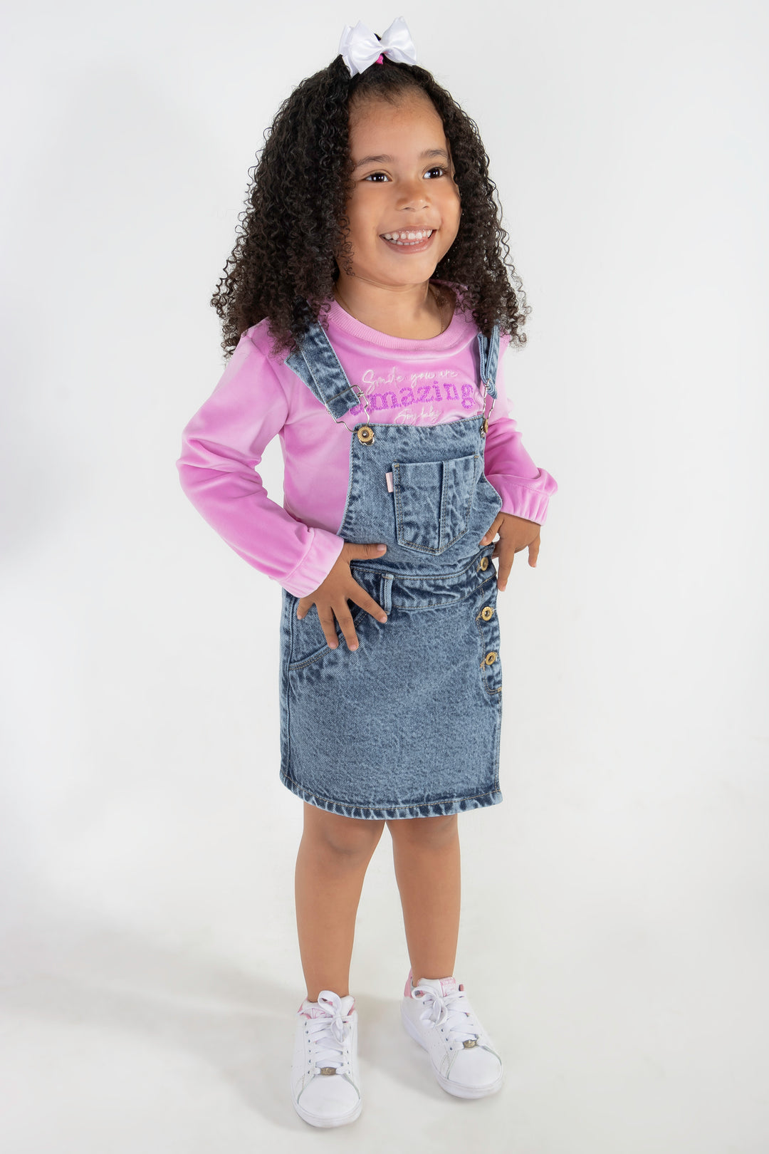 CONJUNTO OVEROL NIÑA AMAZING ROSA