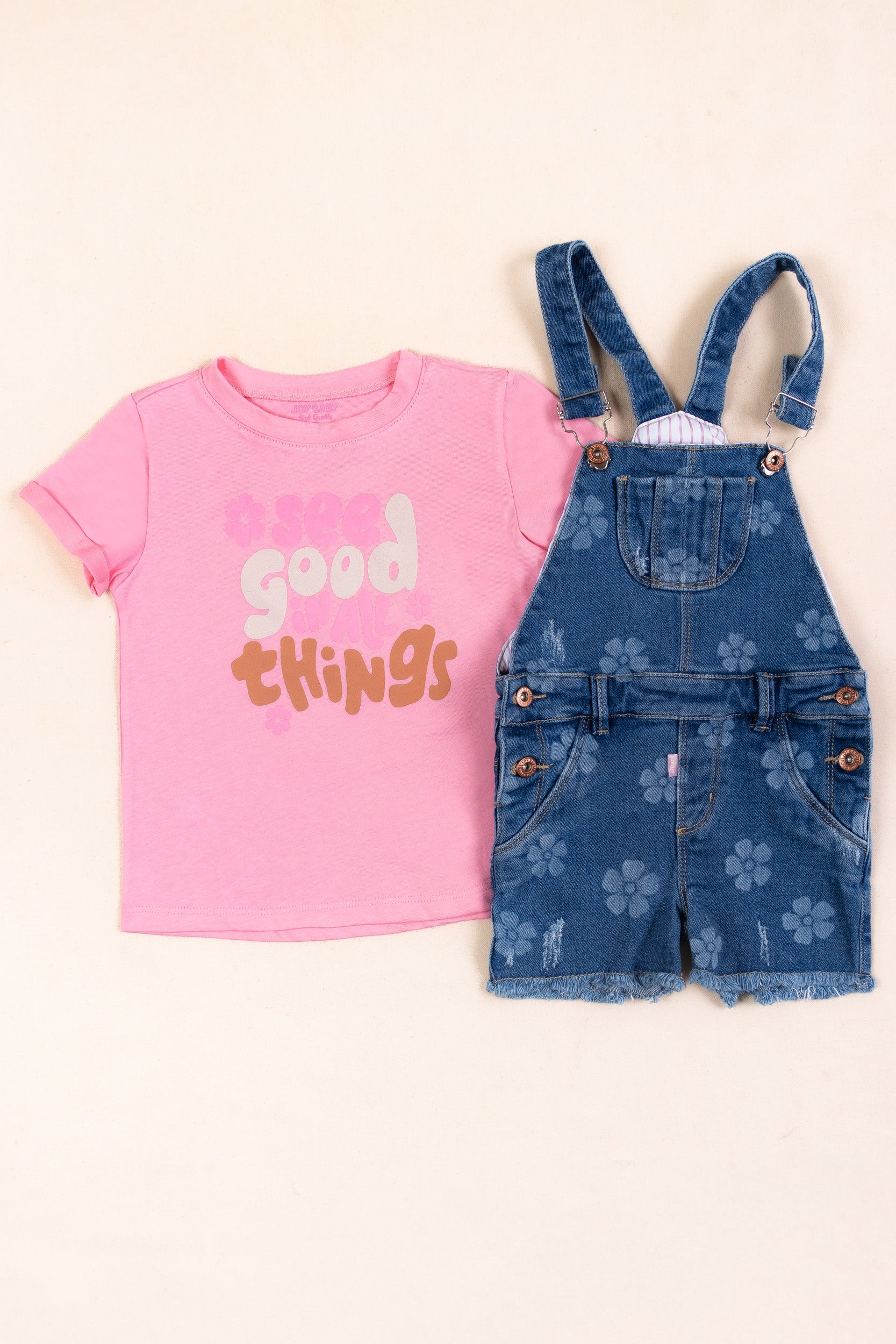CONJUNTO OVEROL NIÑA ROSADO