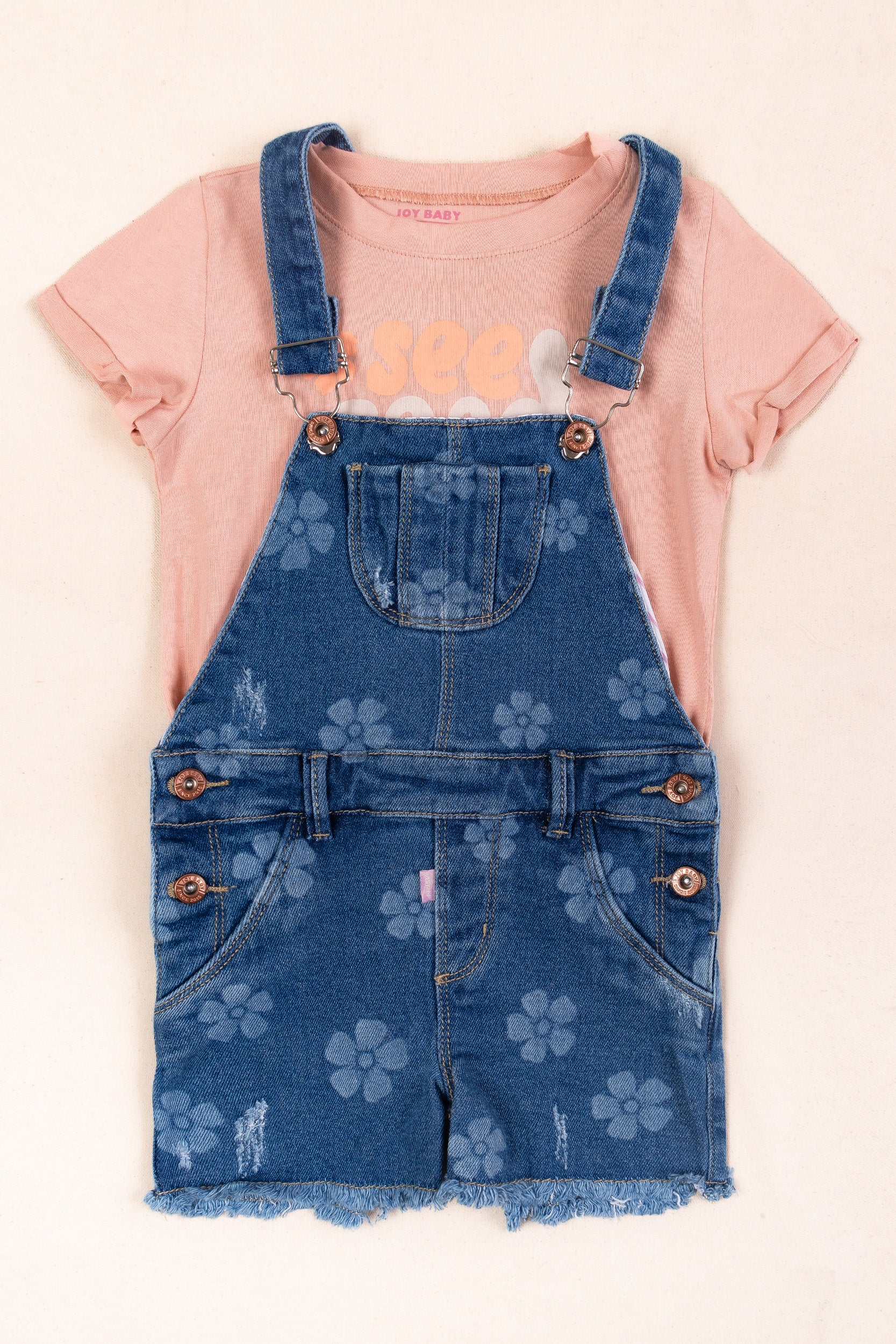 CONJUNTO OVEROL NIÑA PALO ROSA