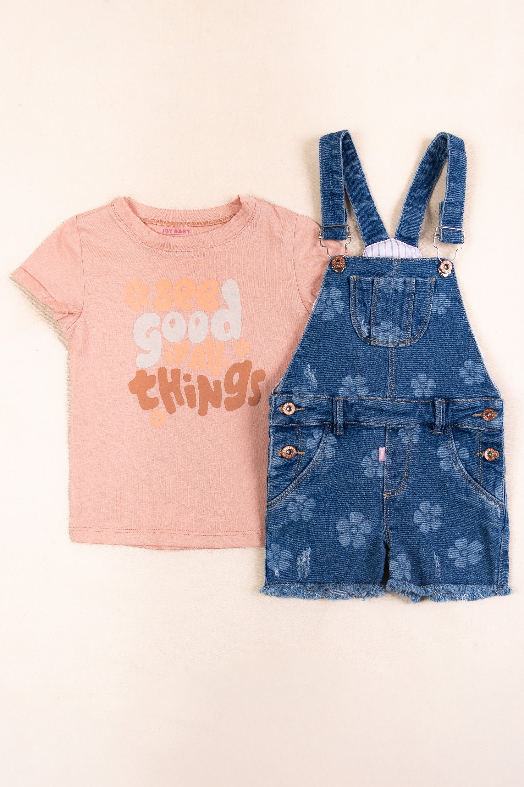 CONJUNTO OVEROL NIÑA PALO ROSA