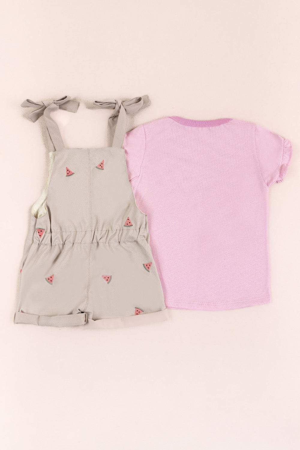 CONJUNTO OVEROL NIÑA CHERRIES BEIGE