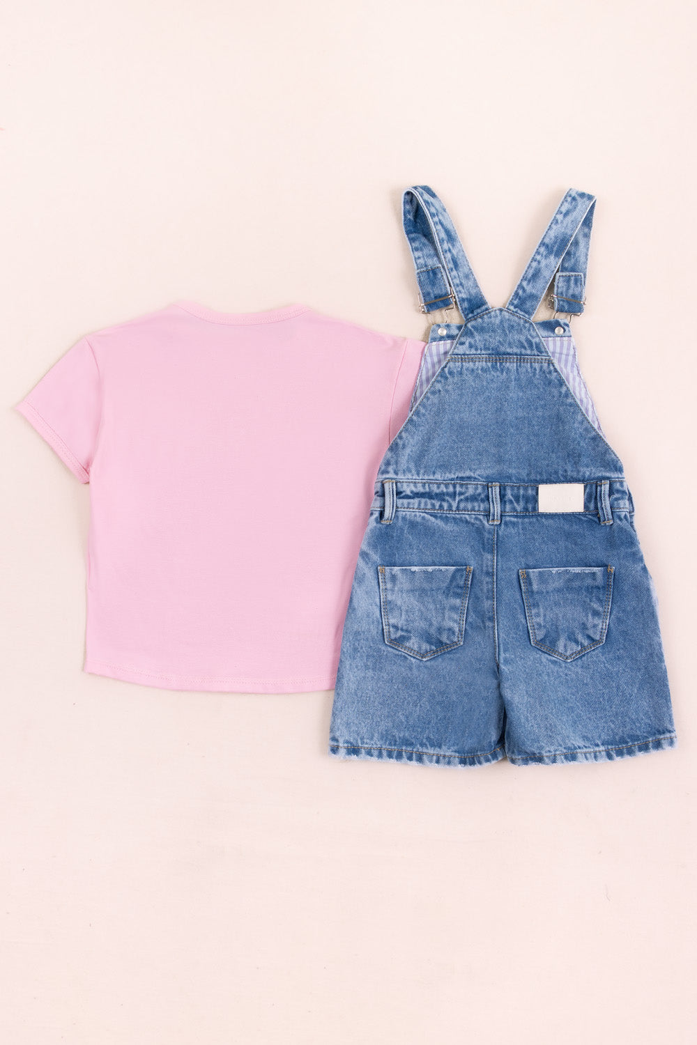 CONJUNTO OVEROL NIÑA CHERRIES ROSADO