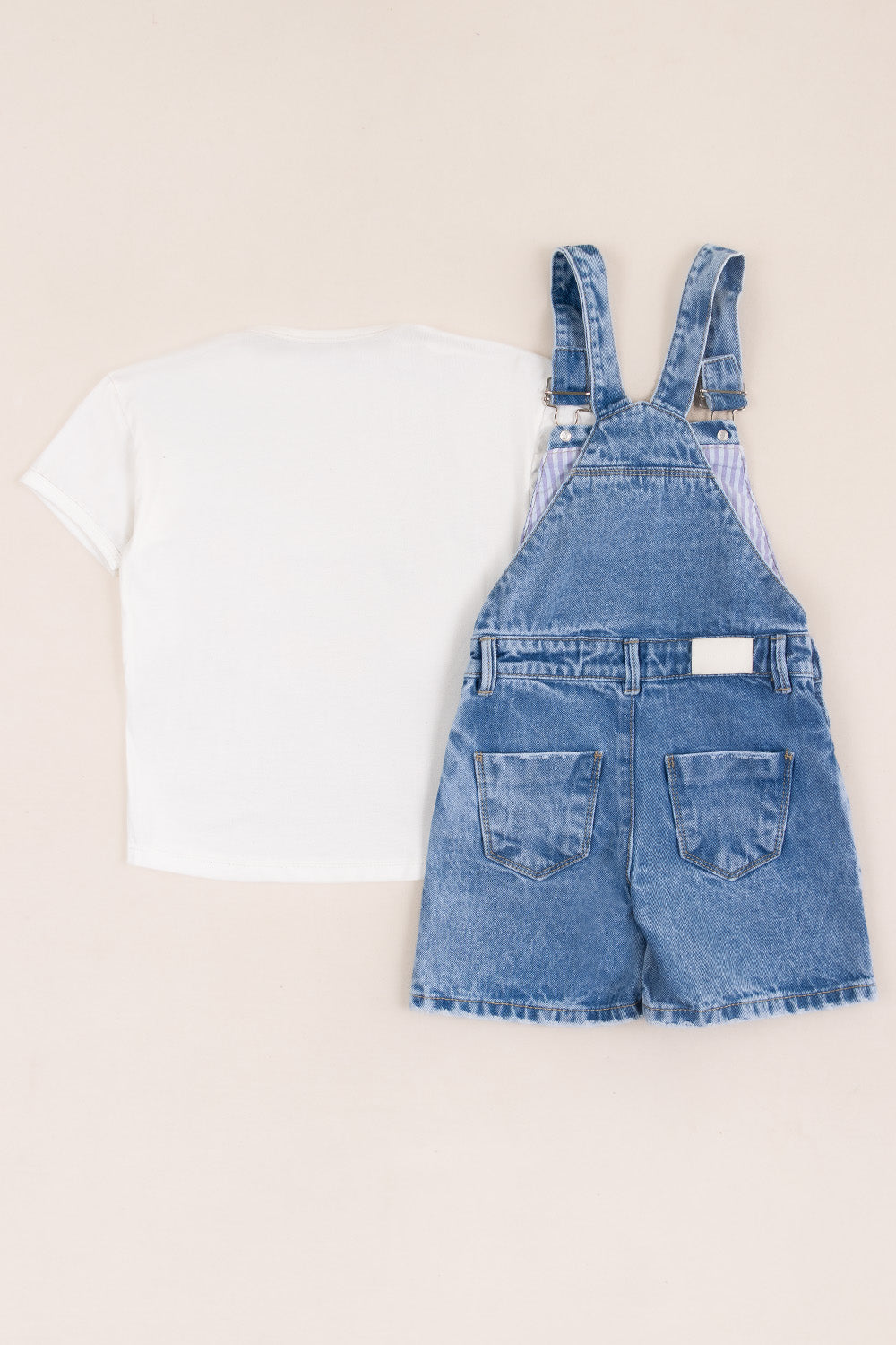 CONJUNTO OVEROL NIÑA CHERRIES BLANCO