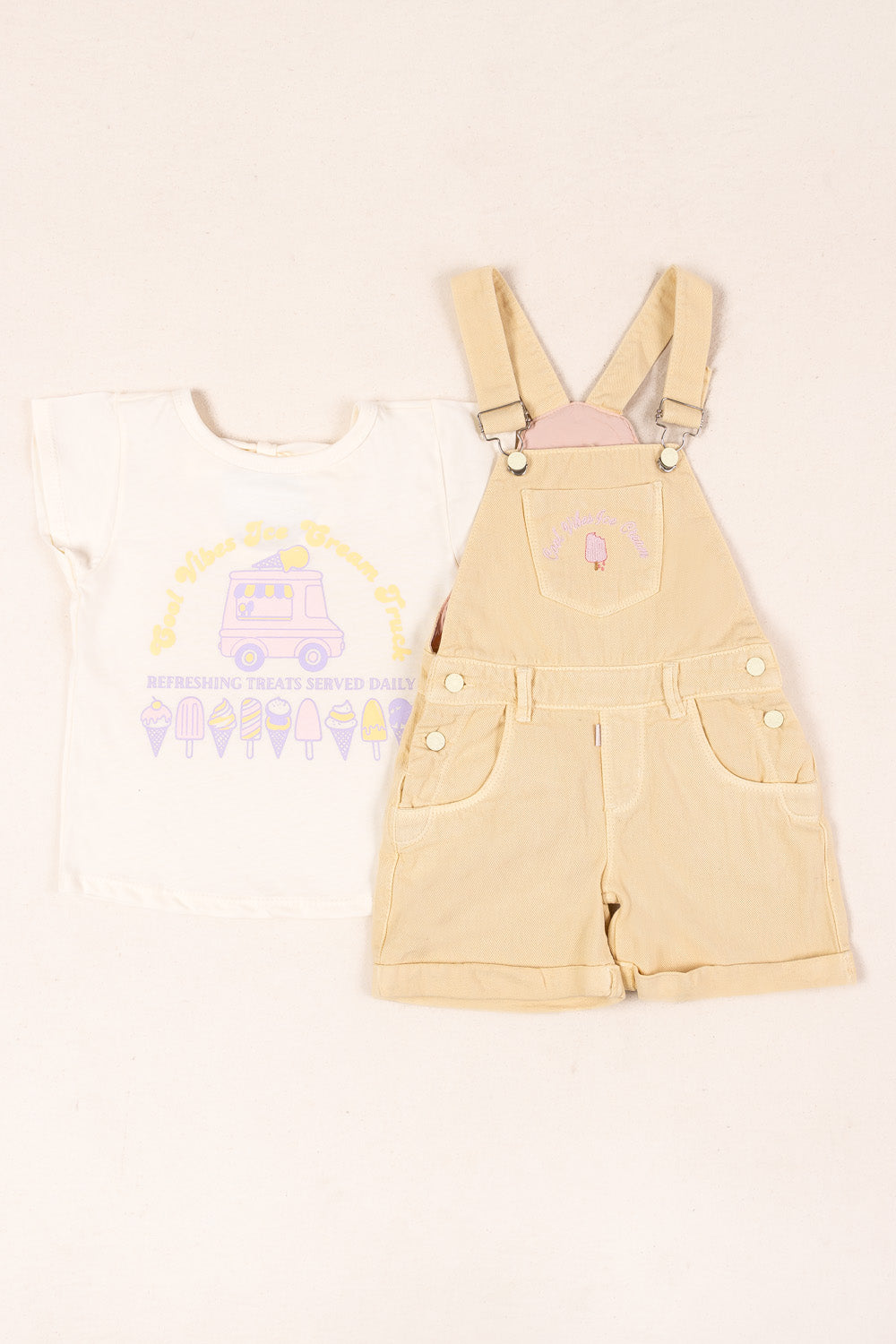 CONJUNTO OVEROL NIÑA REFRESHING AMARILLO